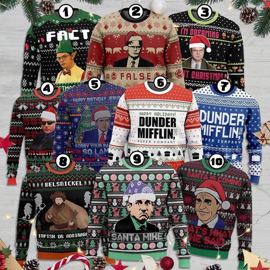 Discover The Office Ugly Christmas Sweater, Santa Mike Christmas Ugly Sweater, Dunder Mifflin
