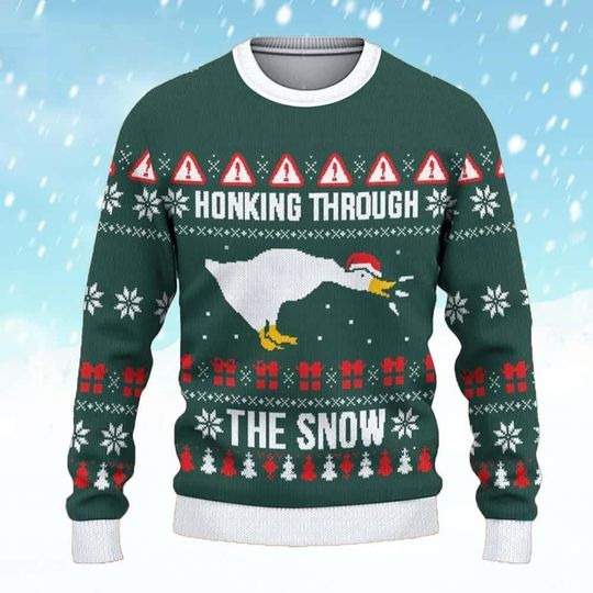 Discover Goose Christmas Ugly Sweater, Honking Through The Snow Christmas