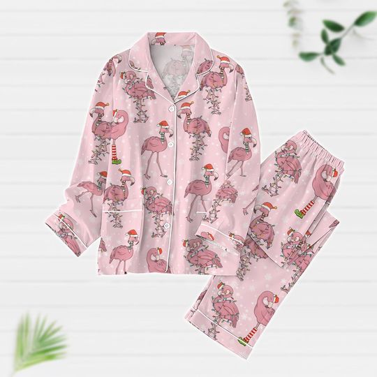 Discover Pink Flamingo Christmas Pajamas, Flamingos Christmas Lights Shirt