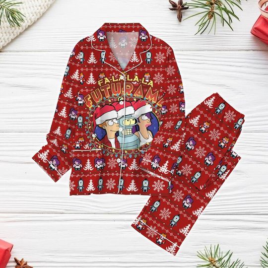 Discover Fa-La-La-La Futurama Pajamas, Futurama Sitcom Xmas Pajamas, Leela Bender Philip