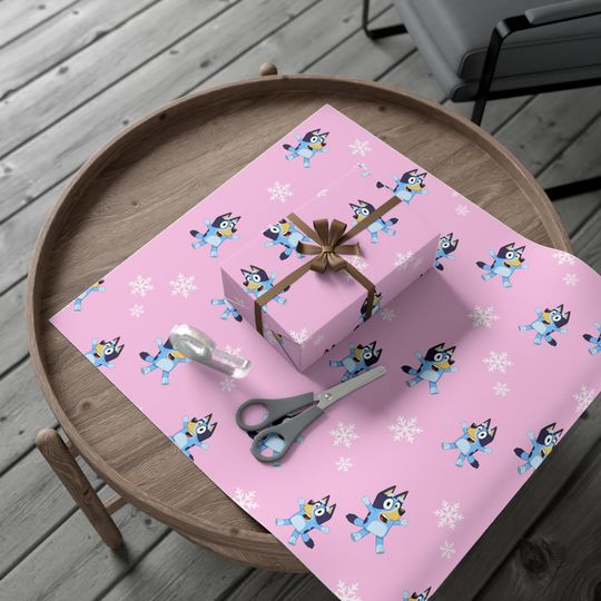 Discover Pink Background Christmas Gift Wrapping Paper Featuring BlueyDad