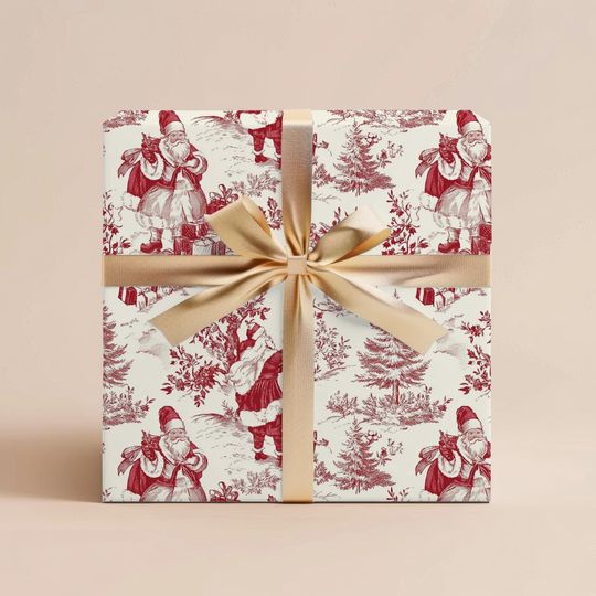 Discover Vintage Christmas Toile Gift Wrap Paper