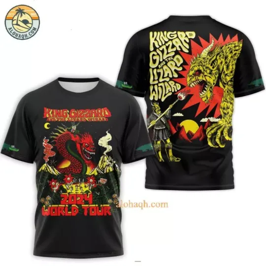Discover King Gizzard And The Lizard Wizard 2024 World Tour 3D T-Shirt