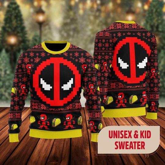 Discover Funny Superhero Character Movie Ugly Christmas Sweater, Hero Icon Xmas Sweatshirt