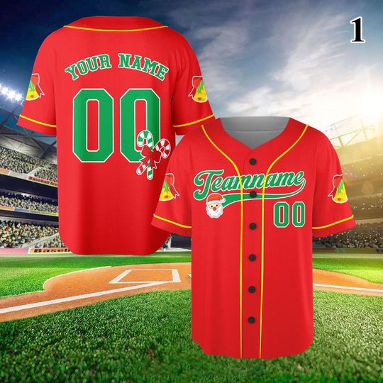 Discover Personalized Christmas Baseball Jersey, Custom Name Christmas Party Family Group Matching Baseball Jersey