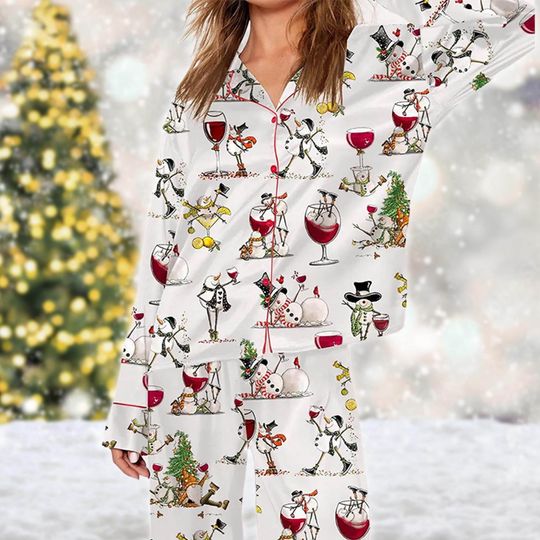 Discover Winey Snowman Christmas Pajamas, Winey Snowman Pajamas Set