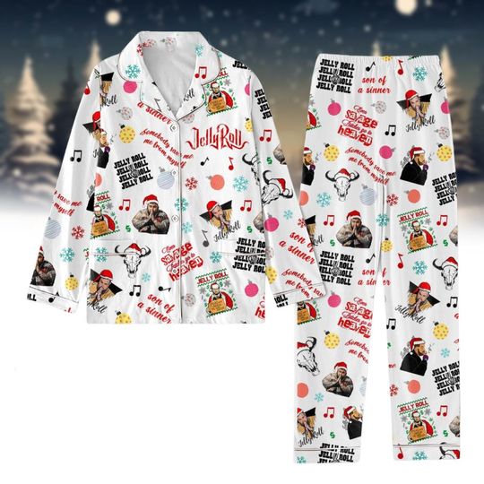Discover Jelly Roll Christmas Pajamas Set, Son Of A Sinner T-Shirt Pants Ser, Beautifully Broken Tour Holiday Pajamas