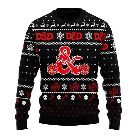 Discover Dungeons & Dragons 3D Print Ugly Christmas Sweater, DnD Ugly Sweater