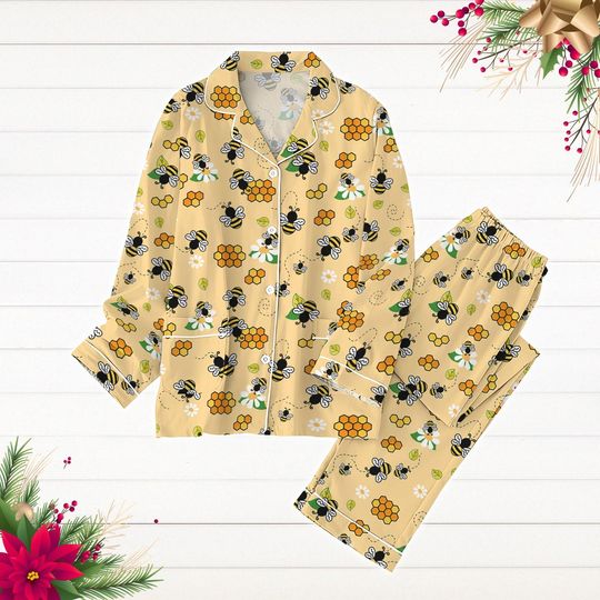 Discover Christmas Bee Pajamas, Cute Animal Xmas Pyjamas, Bee Honey Shirt