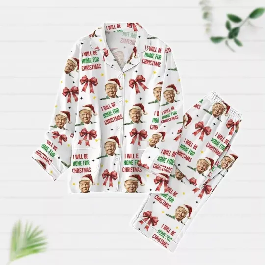 Discover Coquette Bow Trump Christmas Pajamas Set, Trump Daddy's Home Pajamas Set