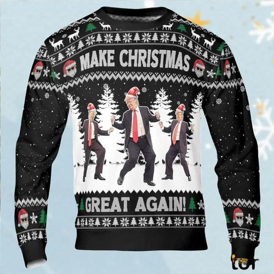 Discover Funny Trump Dancinhg Ugly Sweater, All-over Print Knitted Sweater