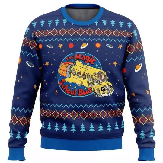 Discover Space Adventures Magic School Bus Ugly Christmas Sweater