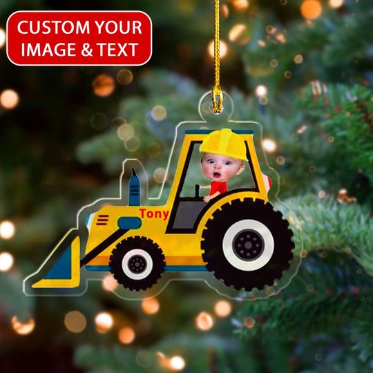 Discover Custom Name Funny Kid Using Loader Machine Acrylic Ornament