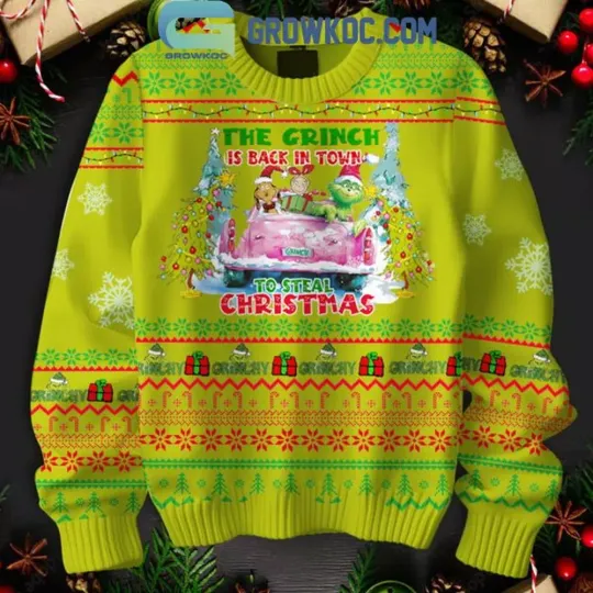 Discover The funny character Is Back In Town To Steal Christmas 2024 Green Design Ugly Sweater