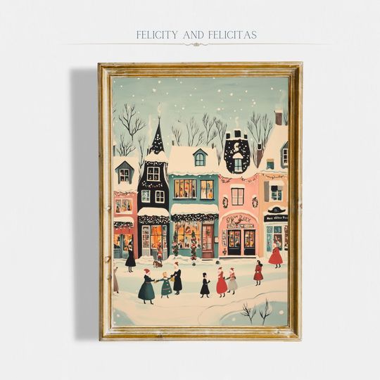 Discover Christmas Printable Wall Art, Cute Winter Village Christmas Decor