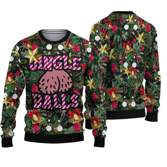 Discover Jingle Balls Quotes 3D All Over Printed T-shirt, Palm Tree Ugly Christmas Sweater