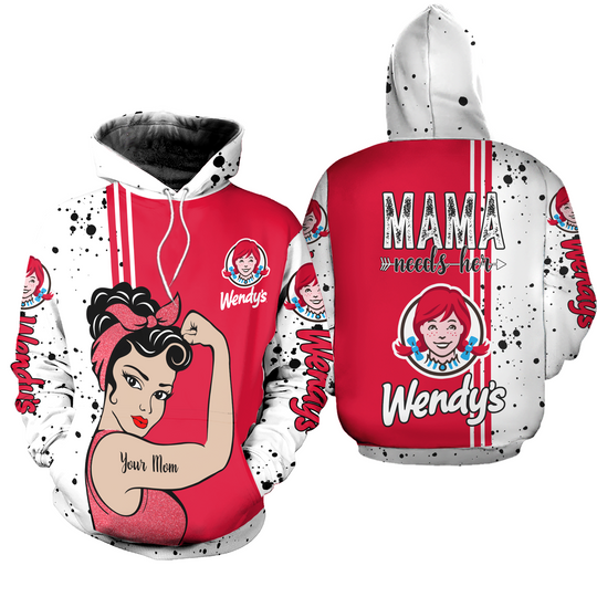 Discover Personalized Wendy's Hoodie, Fast Food 3D Printed Hoodie, Mother's Day Gift, Gift For Mom