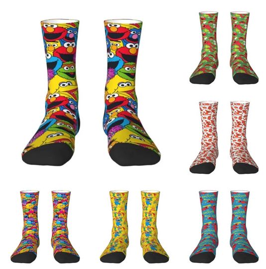 Discover Cute Sesames Street Cookie Monster Socks Men Women Warm 3D Printing Happy Elmo Football Sports Socks