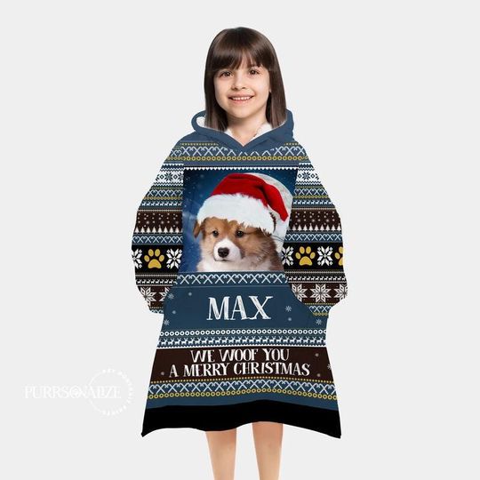 Discover Custom Pet Blanket Hoodie, We Woof You A Merry Christmas Dog  Cat Photo