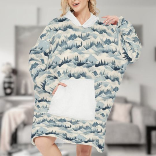 Discover Mountain Range Sleeper Hoodie Wearable Blanket