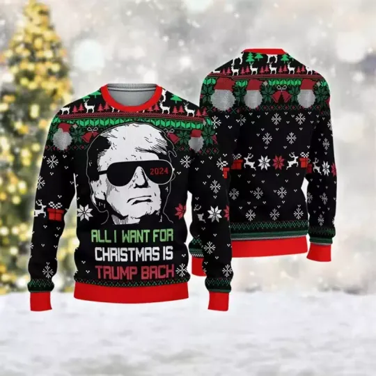 Discover Funny Donald Trump Ugly Christmas Sweater Jumper Unisex XS-6XL Festive Holiday