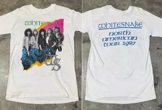 Discover Whitesnake Tour 1987 T-Shirt 80s Music Hard Rock Band Tour
