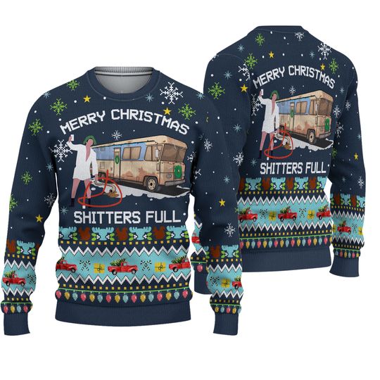 Discover National Lampoon Shitters Knitted Xmas Navy Sweater, Christmas Gifts