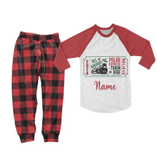 Discover Personalized Polar Express Ticket Matching Family Pajamas Set