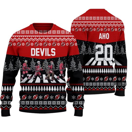 Discover Personalized Hurricanes Walking Abbey Road Ice Hockey Christmas Ugly Sweater