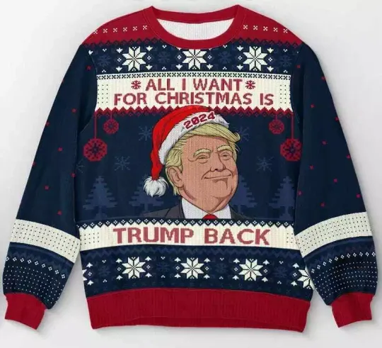 Discover Trump Back Ugly Sweater, Donald Trump Xmas Sweater, Gift For Dad