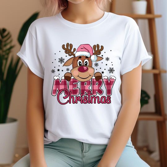 Discover Merry Christmas Reindeer Sublimation T-Shirt