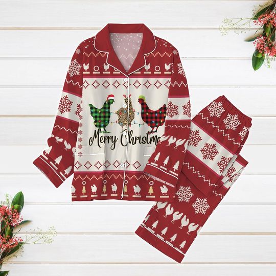 Discover Christmas Pajamas, Chicken Pajamas Set, Farm Animals Xmas Pajamas