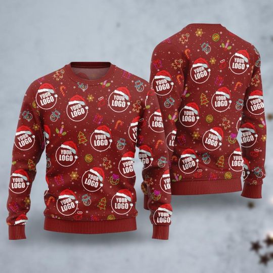 Discover Custom Logo Holiday Cheer Ugly Christmas Sweater, Custom Company Logo