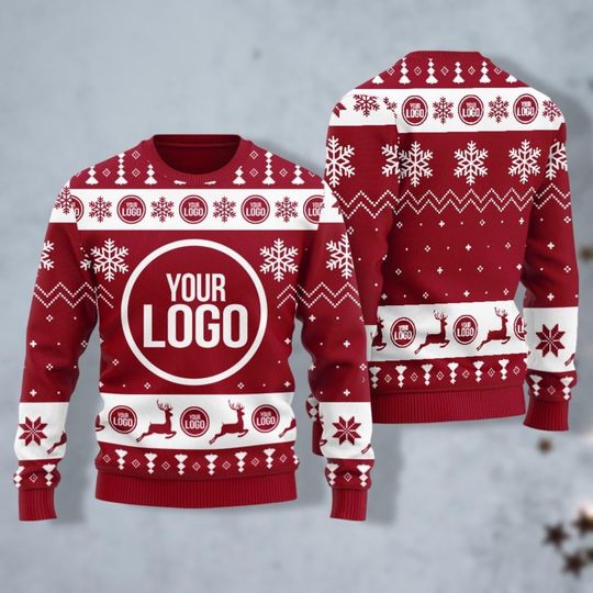 Discover Custom Your Logo Ugly Christmas Sweater, Personalized Company Logo