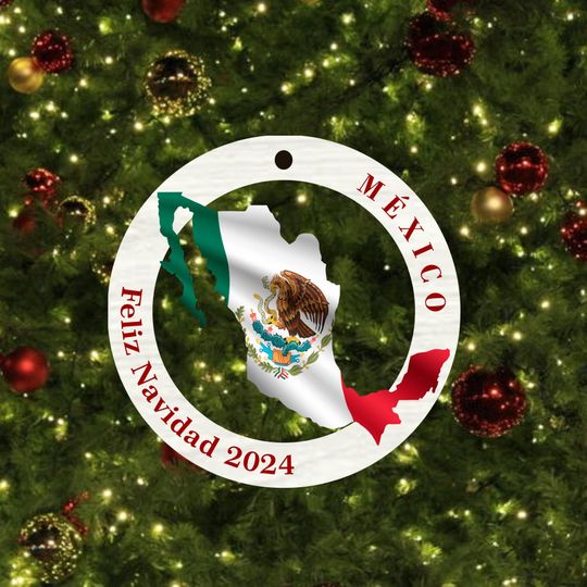 Discover Mexico border Flag Christmas Acrylic Ornament