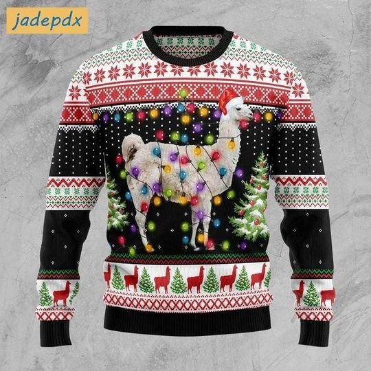 Discover Llama Hit That Ugly Christmas Sweater All Over Print Sweatshirt