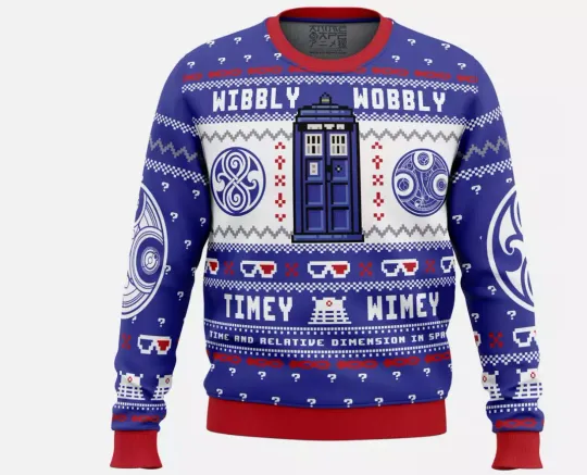 Discover Wibbly Wobbly Doctor Who Ugly Christmas Sweater