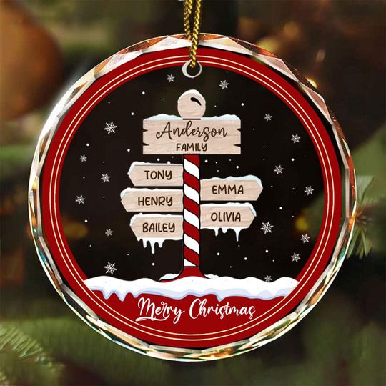 Discover Personalized Name Christmas Family Signpost Ornament, Family Members Name Christmas