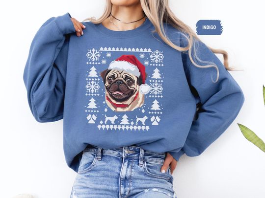 Discover Pug Ugly Christmas Sweatshirt, Funny Holiday Dog Jumper
