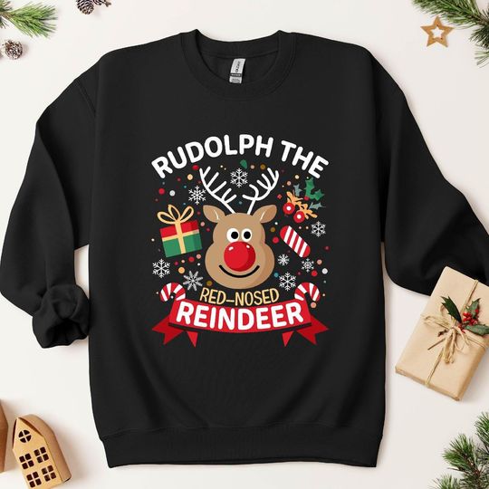 Discover Rudolph The Red Nosed Reindeer Sweatshirt, Cozy Unisex Christmas