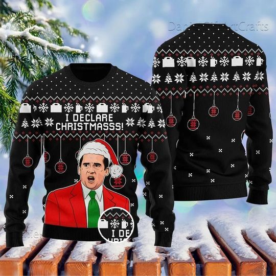 Discover I Declare Christmas Ugly Sweater, The Office Michael Scott Sweater