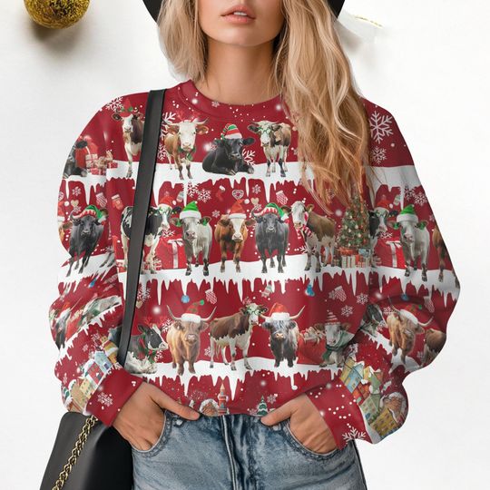 Discover Cows Christmas Ugly Sweater, Funny Animal Christmas Sweater