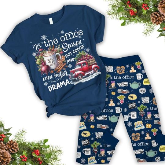 Discover The Office Christmas Pajamas, Hot Cocoa Xmas Shirt, TV Series Holiday Pyjamas