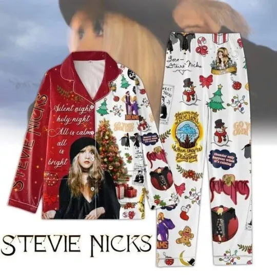 Discover Stevie Nicks Silent Night Holy Night All Is Calm Christmas Pajamas Set