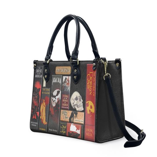Discover Book Leather handBag,Libro Leather Bag,Dracula handbag,Horror Handbag,Skull handbag,Handmade Bag,Custom Bag