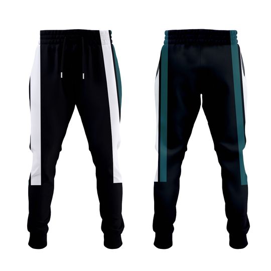 Discover Men's Philadelphia Fan Joggers/Team Colors Black With Green And White Stripe