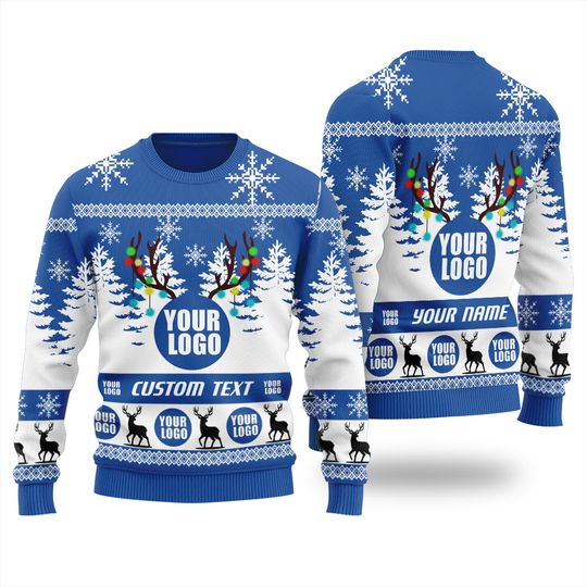 Discover Personalized Logo Ugly Christmas Sweater For Men, Holiday Sweaters