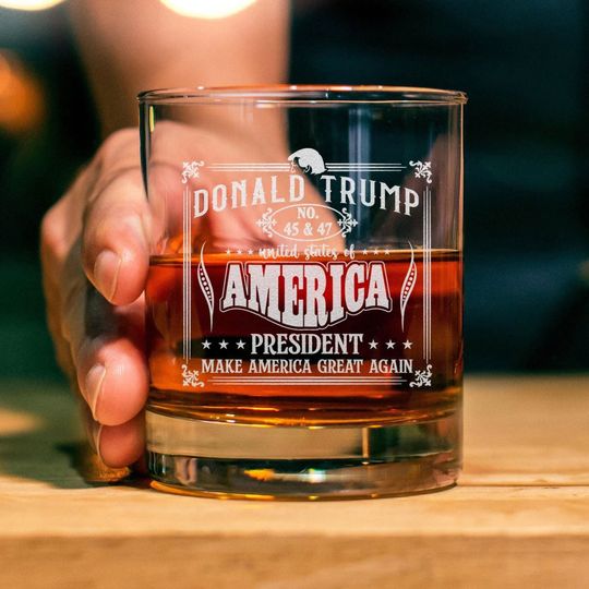 Discover Donald Trump 45 & 47 Whiskey Glass, Trump 2024 Whisky Glass