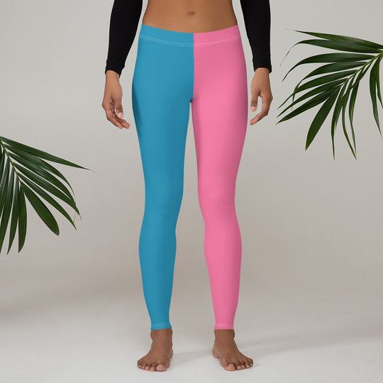 Discover Blue and Pink Split Cosplay Leggings | Half Blue Half Pink Leggings