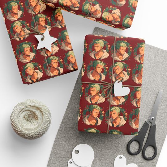 Discover One Piece Anime Roronoa Zoro Christmas Wrapping Papers -  Manga Otaku Red Wrapping Paper
